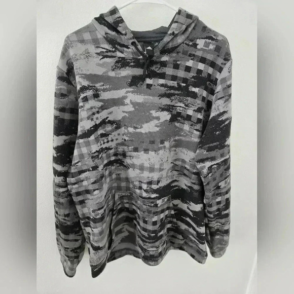 adidas Other - Adidas Mens Hoodie Pullover Large Sweatshirt top Gray camo look Hooded big pock